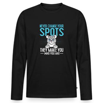 Schneeleopard - Männer Premium Bio Langarmshirt - Schwarz - Vorne - Nico (187cm)