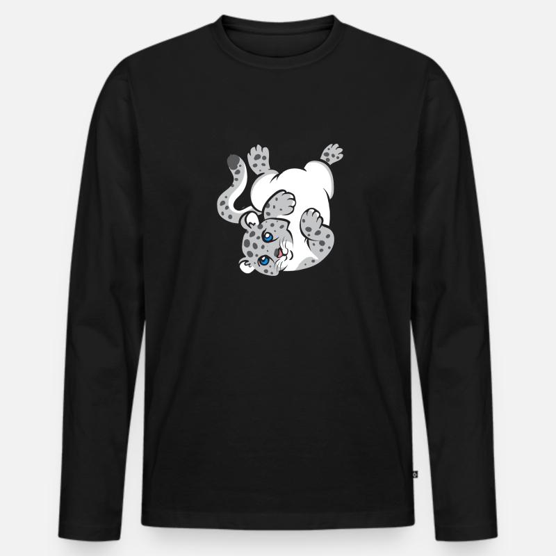 Schneeleopard - Männer Premium Bio Langarmshirt - Schwarz