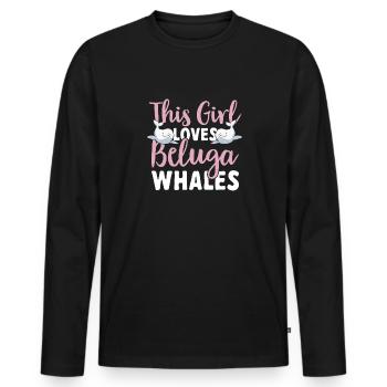 Baleine blanche Béluga - T-shirt manches longues Premium bio Homme - noir - Devant - Nico (187cm)