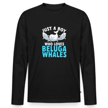 Baleine blanche Béluga - T-shirt manches longues Premium bio Homme - noir - Devant - Nico (187cm)