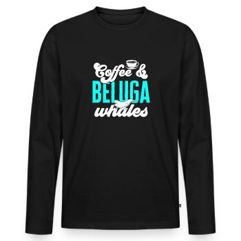 Baleine blanche Béluga - T-shirt manches longues Premium bio Homme - noir - Devant - Nico (187cm)