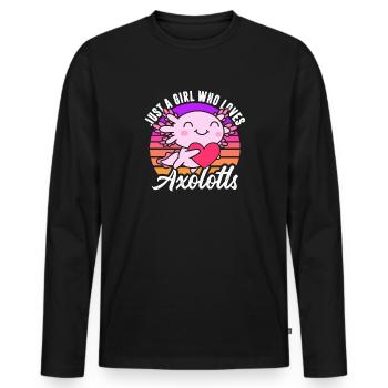 Just A Girl Who Loves Axolotls In Retro - Men's Premium Organic Long Sleeve Shirt - black - Front - Nico (187cm)