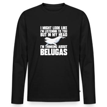 Baleine blanche Béluga - T-shirt manches longues Premium bio Homme - noir - Devant - Nico (187cm)