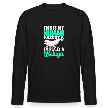 Baleine blanche Béluga - T-shirt manches longues Premium bio Homme - noir - Devant - Nico (187cm)