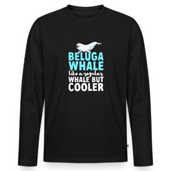 Baleine blanche Béluga - T-shirt manches longues Premium bio Homme - noir - Devant - Nico (187cm)