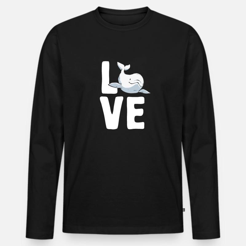 Weißwal Beluga Wal - Männer Premium Bio Langarmshirt - Schwarz