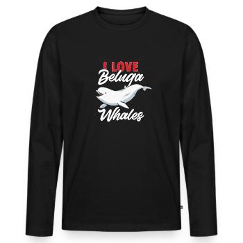 Baleine blanche Béluga - T-shirt manches longues Premium bio Homme - noir - Devant - Nico (187cm)