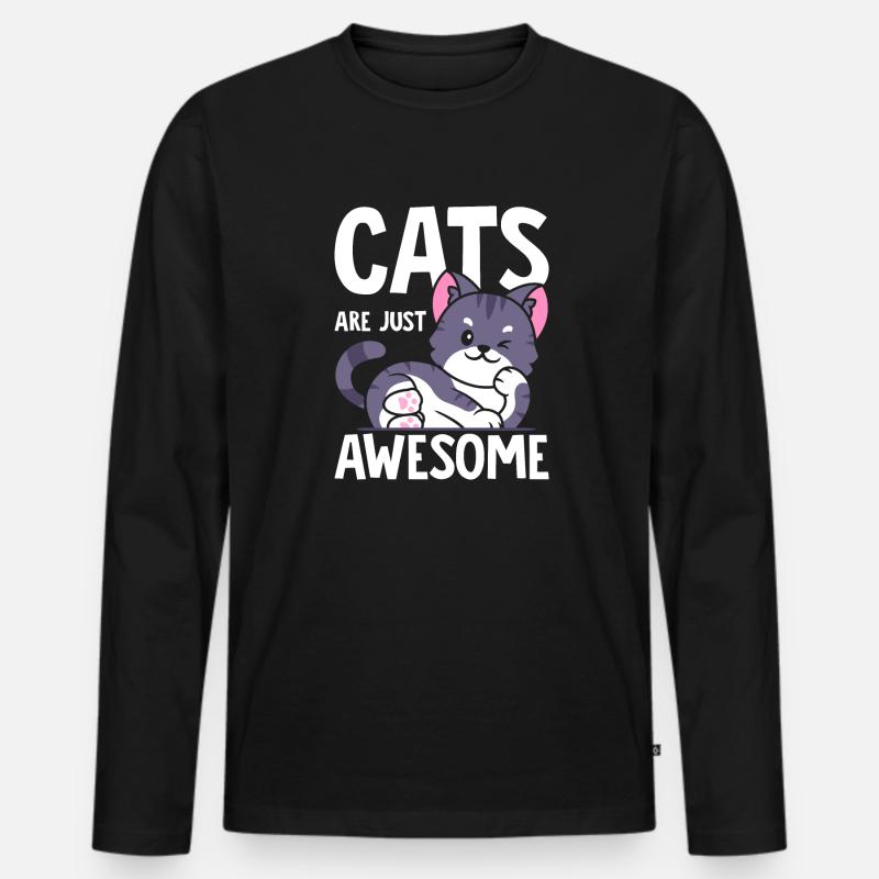 Katzen Sind Einfach Großartig - Männer Premium Bio Langarmshirt - Schwarz
