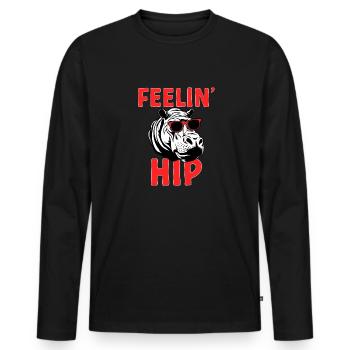 Hippopotame Hippopotame - T-shirt manches longues Premium bio Homme - noir - Devant - Nico (187cm)