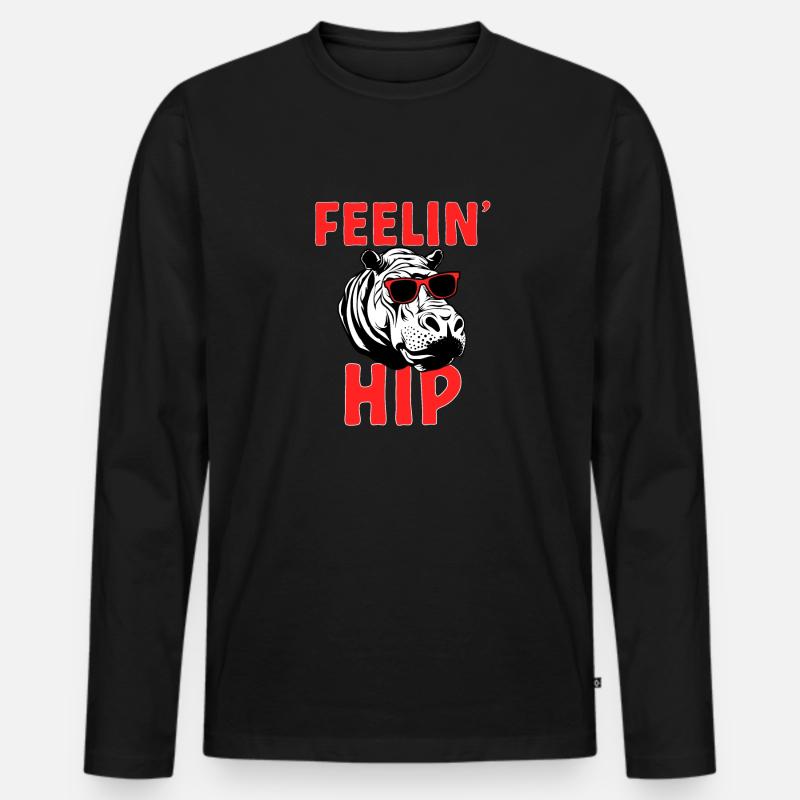 Flusspferd Nilpferd - Männer Premium Bio Langarmshirt - Schwarz