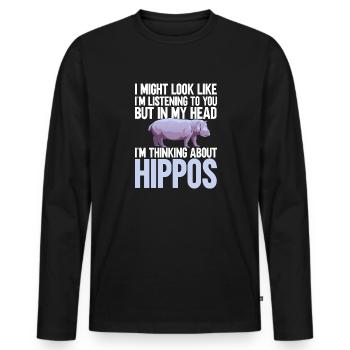 Hippopotame Hippopotame - T-shirt manches longues Premium bio Homme - noir - Devant - Nico (187cm)
