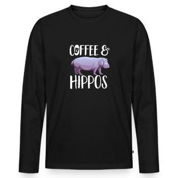 Hippopotame Hippopotame - T-shirt manches longues Premium bio Homme - noir - Devant - Nico (187cm)