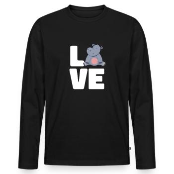 Hippopotame Hippopotame - T-shirt manches longues Premium bio Homme - noir - Devant - Nico (187cm)