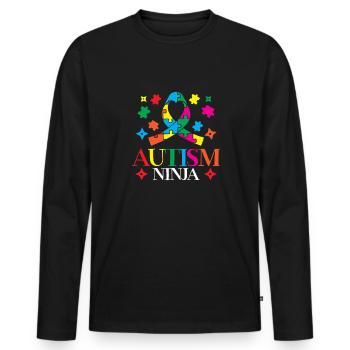 Autisme Ninja Syndrome d’Asperger Spectre - T-shirt manches longues Premium bio Homme - noir - Devant - Nico (187cm)