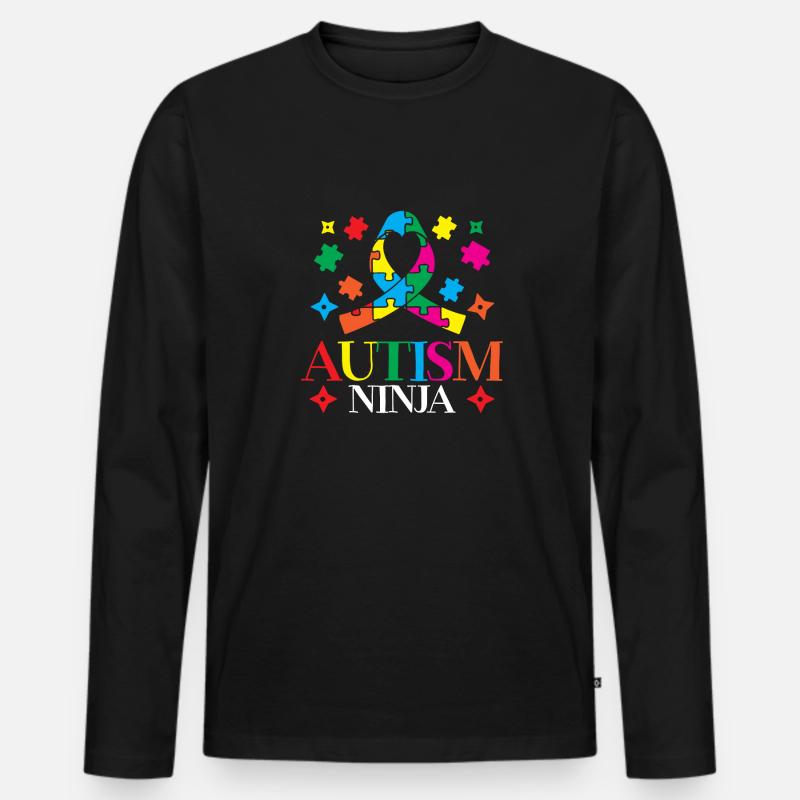 Autismus-ninja-asperger-syndrom-spektrum - Männer Premium Bio Langarmshirt - Schwarz