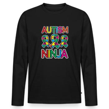 Autismus-ninja, Autistischer Krieger, - Männer Premium Bio Langarmshirt - Schwarz - Vorne - Nico (187cm)