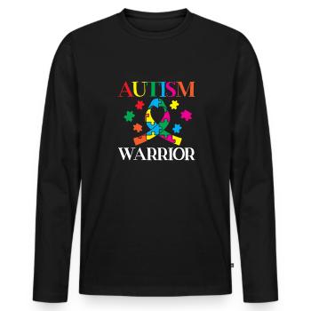 Autisme Guerrier Autiste Ninja Syndrome d’Asperger - T-shirt manches longues Premium bio Homme - noir - Devant - Nico (187cm)