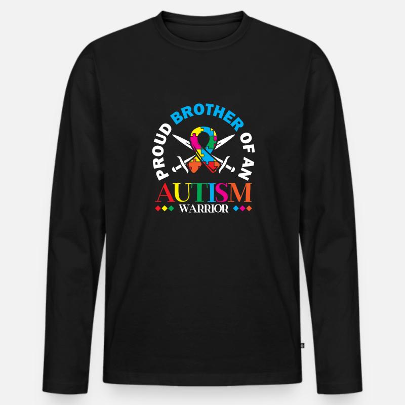 Stolzer Bruder Eines Autismus-kriegers - Männer Premium Bio Langarmshirt - Schwarz