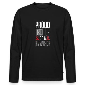 Stolzer Bruder Eines Hiv-kriegers Unterstützt Den - Männer Premium Bio Langarmshirt - Schwarz - Vorne - Nico (187cm)