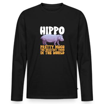 Hippopotame Hippopotame - T-shirt manches longues Premium bio Homme - noir - Devant - Nico (187cm)