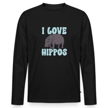 Hippopotamus Hippopotamus - Men's Premium Organic Long Sleeve Shirt - black - Front - Nico (187cm)