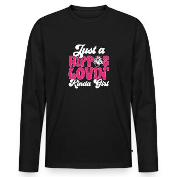 Hippopotame Hippopotame - T-shirt manches longues Premium bio Homme - noir - Devant - Nico (187cm)