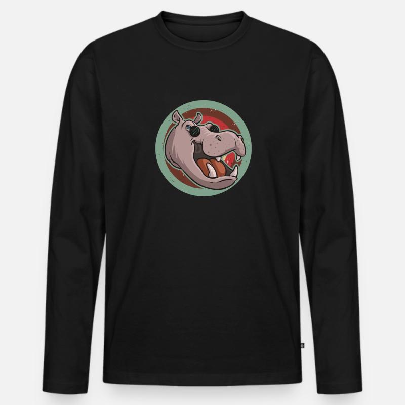 Flusspferd Nilpferd - Männer Premium Bio Langarmshirt - Schwarz
