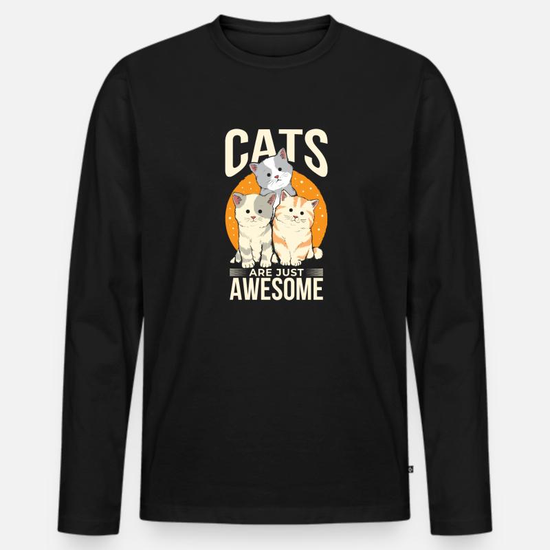 Katzen Sind Einfach Großartig - Männer Premium Bio Langarmshirt - Schwarz