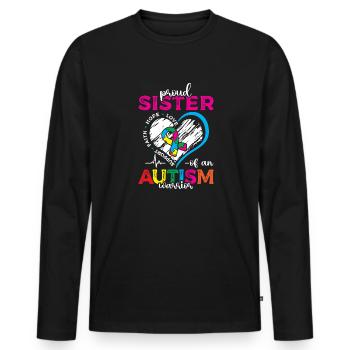 Stolze Schwester Eines Autismus-krieger-spektrums - Männer Premium Bio Langarmshirt - Schwarz - Vorne - Nico (187cm)