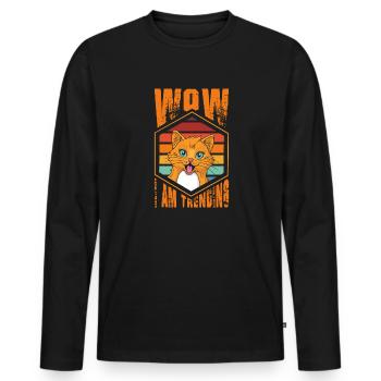 Wow, Ich Bin Im Trend - Männer Premium Bio Langarmshirt - Schwarz - Vorne - Nico (187cm)