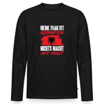 Albanische Flagge Albanischer Adler Shqiponja - Männer Premium Bio Langarmshirt - Schwarz - Vorne - Nico (187cm)