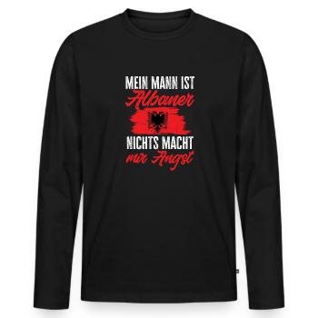 Albanische Flagge Albanischer Adler Shqiponja - Männer Premium Bio Langarmshirt - Schwarz - Vorne - Nico (187cm)