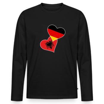 Drapeau albanais Aigle albanais Shqiponja - T-shirt manches longues Premium bio Homme - noir - Devant - Nico (187cm)