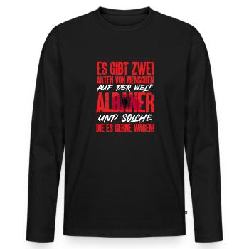 Albanische Flagge Albanischer Adler Shqiponja - Männer Premium Bio Langarmshirt - Schwarz - Vorne - Nico (187cm)