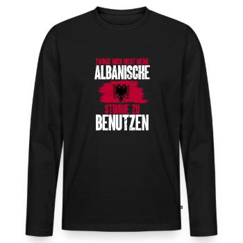Albanische Flagge Albanischer Adler Shqiponja - Männer Premium Bio Langarmshirt - Schwarz - Vorne - Nico (187cm)