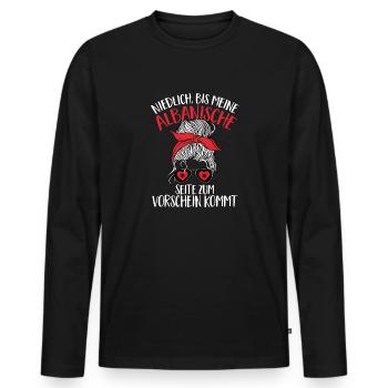 Albanische Flagge Albanischer Adler Shqiponja - Männer Premium Bio Langarmshirt - Schwarz - Vorne - Nico (187cm)