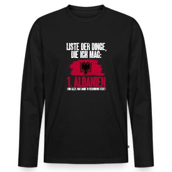 Albanische Flagge Albanischer Adler Shqiponja - Männer Premium Bio Langarmshirt - Schwarz - Vorne - Nico (187cm)