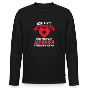 Albanische Flagge Albanischer Adler Shqiponja - Männer Premium Bio Langarmshirt - Schwarz - Vorne - Nico (187cm)
