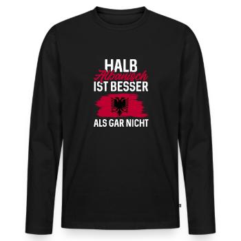 Albanische Flagge Albanischer Adler Shqiponja - Männer Premium Bio Langarmshirt - Schwarz - Vorne - Nico (187cm)