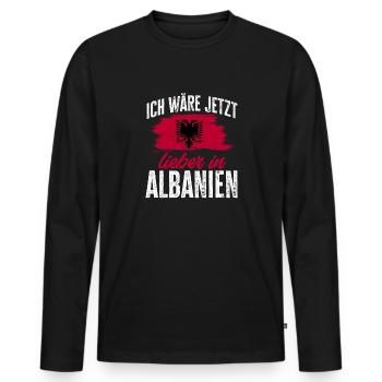 Albanische Flagge Albanischer Adler Shqiponja - Männer Premium Bio Langarmshirt - Schwarz - Vorne - Nico (187cm)