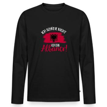 Albanische Flagge Albanischer Adler Shqiponja - Männer Premium Bio Langarmshirt - Schwarz - Vorne - Nico (187cm)