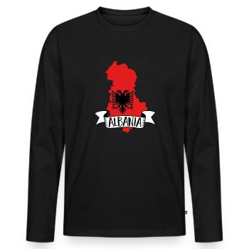 Albanische Flagge Albanischer Adler Shqiponja - Männer Premium Bio Langarmshirt - Schwarz - Vorne - Nico (187cm)