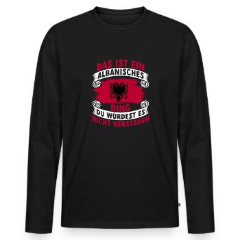 Albanische Flagge Albanischer Adler Shqiponja - Männer Premium Bio Langarmshirt - Schwarz - Vorne - Nico (187cm)