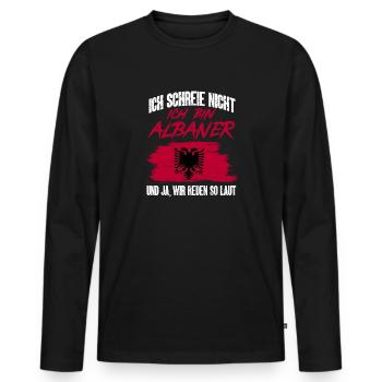 Albanische Flagge Albanischer Adler Shqiponja - Männer Premium Bio Langarmshirt - Schwarz - Vorne - Nico (187cm)
