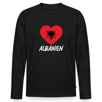 Albanische Flagge Albanischer Adler Shqiponja - Männer Premium Bio Langarmshirt - Schwarz - Vorne - Nico (187cm)