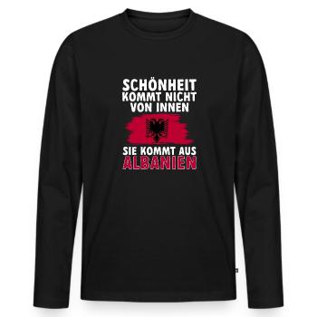 Albanische Flagge Albanischer Adler Shqiponja - Männer Premium Bio Langarmshirt - Schwarz - Vorne - Nico (187cm)