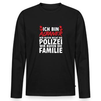 Albanische Flagge Albanischer Adler Shqiponja - Männer Premium Bio Langarmshirt - Schwarz - Vorne - Nico (187cm)