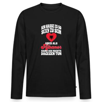 Albanische Flagge Albanischer Adler Shqiponja - Männer Premium Bio Langarmshirt - Schwarz - Vorne - Nico (187cm)