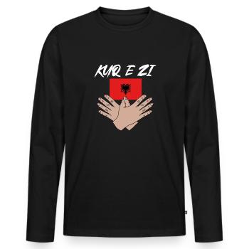 Drapeau albanais Aigle albanais Shqiponja - T-shirt manches longues Premium bio Homme - noir - Devant - Nico (187cm)