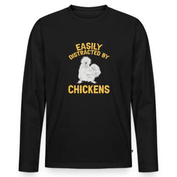 Seidenhuhn Poulet soyeux - T-shirt manches longues Premium bio Homme - noir - Devant - Nico (187cm)
